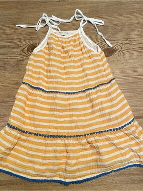 Miki Miette Girls Yellow Stripe Tie-Shoulder Sundress